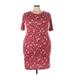 Lularoe Casual Dress - Sheath Crew Neck Short sleeves: Burgundy Floral Dresses - Women's Size 3X