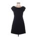 Rebecca Taylor Casual Dress - Party Scoop Neck Short sleeves: Black Solid Dresses - Women's Size 6