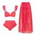 LMLXYZ swimsuit Women's Collection Bikini Bikini High Waisted Chiffon Skirt Split Swimsuit Three Piece Set Swim Wear For Plus Size Women-combo Set-xl