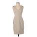 Ann Taylor Cocktail Dress - Sheath V Neck Sleeveless: Gray Solid Dresses - Women's Size 0 Petite