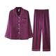 CBLdF Pyjamas for women Silk Pajamas Women'S Long-Sleeved Trousers Suit Thin Ice Silk Satin-A-8-2Xl 60-70Kg
