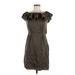 Banana Republic Casual Dress - Shift Boatneck Short sleeves: Brown Print Dresses - Women's Size 6