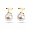 Pearl Cufflinks Men's Round Pearl Cufflinks Women's Suit Business Cufflinks Wedding Party Cufflinks Gift (Color : Argento, Size : 3.9cm*2cm) (D 3.9cm*2cm)