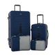 Wrangler Trunk Spinner Luggage Set, Poseidon Blue, 2 Luggage & 2 Packing Cubes, Trunk Spinner Luggage Set