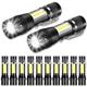 MODOAO Rechargeable LED Flashlights High Lumens, 12 Pack Super Bright LED Torch Light with COB sidelight, 3 Modes Portable Zoomable Handheld Work Light, Waterproof Flashlight for Camping, Emergency