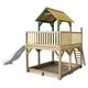 AXI Atka Playhouse, Playhouse for Kids Outdoor, sandpit & white slide | Garden/outdoor playhouse in brown & green made of FSC wood | Playhouse for Kids Outdoor