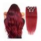 Clip in Hair Extensions Clip In Hair Extensions Real Human Hair Pieces 7pcs Per Set Wine Red Hair Extensions 100% Remy Virgin Human Hair Clip In Extensions Double Weft Clips Straight Clip in Extension