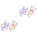 Totority 4 Pcs Mini Shopping Cart Table Top Decor Sundries Baskets Mini Grocery Cart Miniature Toys Wagon Cart for Kids Kid Toys Toy Shopping Cart Desk Toys Food Basket Child Iron Desktop