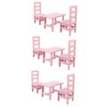 TOYANDONA 9 Pcs Dining Furniture Miniature Furniture Miniture Living Room Decor Dog Door Stop Small Accessories Furnitures Craft Home Decor Doll House Wood Chair Casual Ornaments Pink Wooden