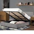 Velvet Ottoman Storage Bed, Happy Beds Shoreditch Grey Velvet Fabric Modern Bed - 4ft6 Double (135 x 190 cm) with Orthopaedic Mattress Included