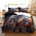 Bedding Double Bed Set Animal Elephant Downduvet cover two piece set Soft Microfiber Breathable Soft Quilt Cover Set for All Seasons Size: 200x200cm (1 quilt cover 2 pillowcases)