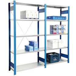 PROREGAL Fachbodenregal FALKE | Medium-Duty | Grundregal | HxBxT 200x128x30cm | 5 Ebenen | Fachlast 250kg | Einseitig nutzbar | Rahmen Feuerrot Image