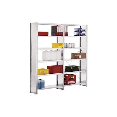 PROREGAL Fachbodenregal FALKE mit Seitenwand | Light-Duty | Grundregal | HxBxT 200x87x40cm | 5 Ebenen | Fachlast 150kg | Einseitig nutzbar | Verzinkt Image