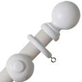 ATRADEX - Wooden Curtain Pole - Curtain Poles For Eyelet Curtains - 28mm Curtain Rail - Fixed Length Pole, Classic Finials, Rings Set - Door Window Curtain Poles - Large Wood Pole (White, 180cm)