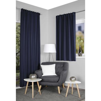 Vorhang HOME WOHNIDEEN "ESKAMIO" Gr. 3, blau, B:135cm H:175cm, Polyester, Gardinen, Thermo, Blickdicht, Leinenstruktur Image