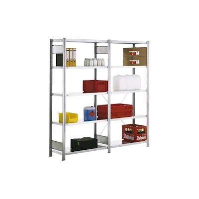 PROREGAL Fachbodenregal FALKE | Light-Duty | Grundregal | HxBxT 200x128x80cm | 5 Ebenen | Fachlast 150kg | Einseitig nutzbar | Lichtgrau Image
