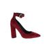 Kendall & Kylie Heels: Pumps Chunky Heel Cocktail Party Burgundy Print Shoes - Women's Size 7 1/2 - Pointed Toe