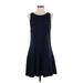 Ann Taylor LOFT Casual Dress - Fit & Flare Crew Neck Sleeveless: Blue Dresses - Women's Size Small