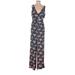 Madewell Jumpsuit Plunge Sleeveless: Blue Floral Jumpsuits - Women's Size 0