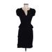 Rebecca Taylor Casual Dress - Party V-Neck Short sleeves: Black Solid Dresses - Women's Size 8