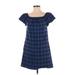 Madewell Casual Dress - Mini: Blue Plaid Dresses - Women's Size 2
