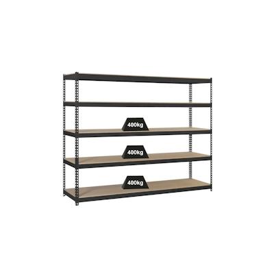 PROREGAL Schwerlastregal GIANT WOOD YETI FIVE | HxBxT 250x120x45cm | Fachlast 400kg | Anthrazit | Regal Standregal Werkstattregal Lagerregal Image