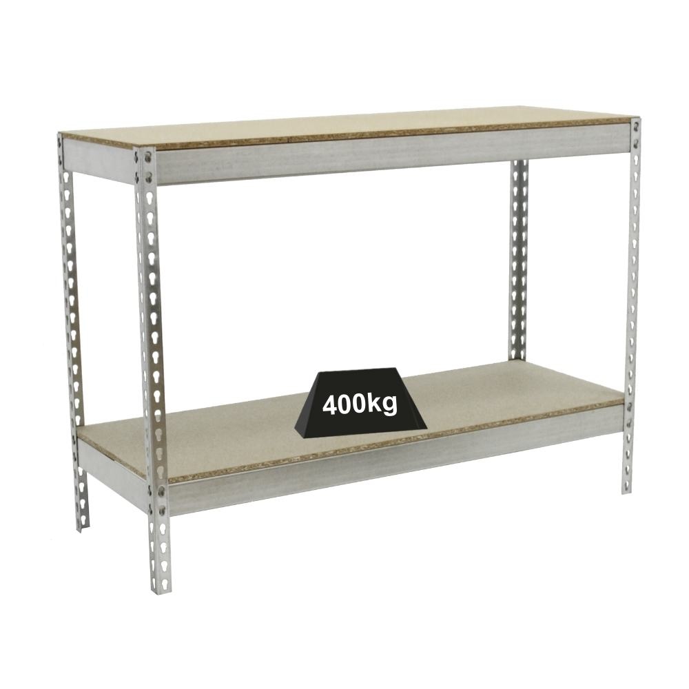 PROREGAL Schwerlastregal MINI WOOD YETI TWO | HxBxT 90x150x75cm | Fachlast 400kg | Verzinkt | Regal Standregal Werkstattregal Lagerregal Image