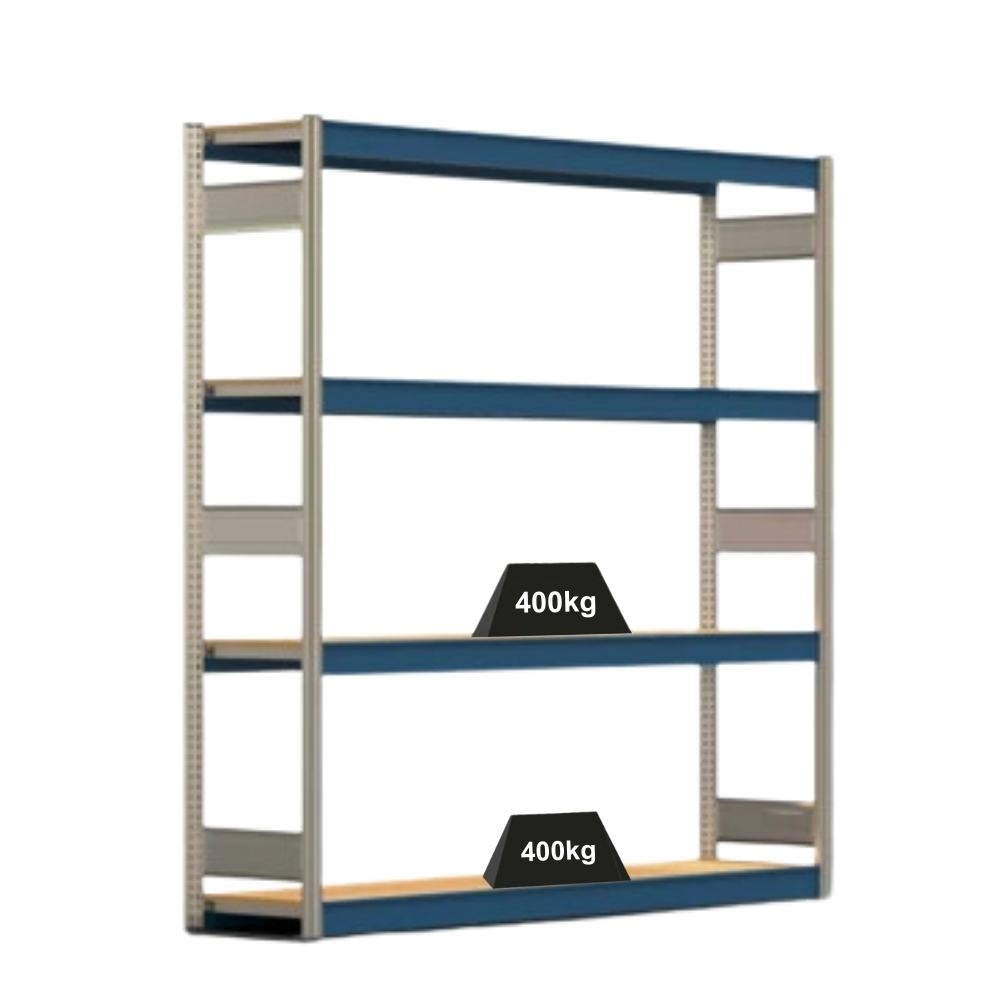 PROREGAL Weitspannregal ELCH Stecksystem T-Profil | Grundregal | HxBxT 200x201x40cm | 4 Ebenen | Spanplatten-Fachboden | Fachlast 400kg | Enzianblau Image