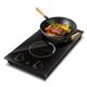 Cooksir Induction Hob 2 Zone, Electric Hob 2 Ring, Domino Hob Self-Sufficient, 29CM Built-in Hob 3500W, Rotary Knob Control, 9-Power Levels, No Plug