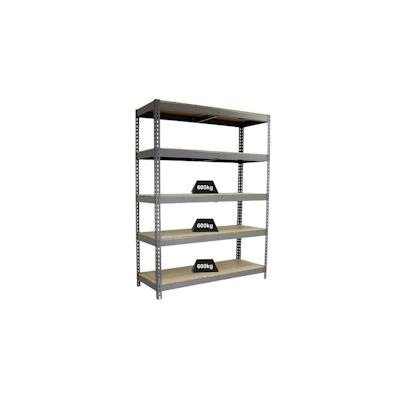 PROREGAL Schwerlastregal WOOD BEAST FIVE | HxBxT 200x150x75cm | 5 Ebenen | Fachlast 600kg | Grau | Weitspannregal Werkstattregal Lagerregal Image