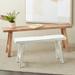 Brown Wood Slim Distressed Bench with Smaller White Bench (Set of 2)