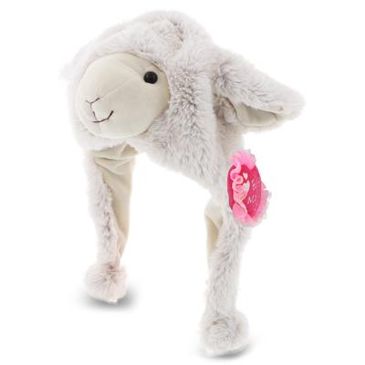 DolliBu Happy Mother’s Day Soft White Sheep Plush Hat with Pink Heart - 16.5 inches