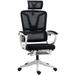 High Back Home Office Chair, Fabric Computer Chair with Adjustable Headrest, Lumbar Support, Armrest, Foot Rest, Reclining Back