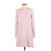 Lauren James Casual Dress: Pink Marled Dresses - Women's Size X-Small