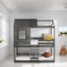 Twin Over Twin Bunk Bed with Roof and Window, Wooden Bed with Full-length Guardrail, Floor-standing Bed with Ladder, Grey