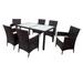 7-piece Outdoor Wicker Dining set with Beige Cushions - N/A