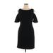 Eliza J Casual Dress - Sheath Crew Neck Short sleeves: Black Print Dresses - Women's Size 14