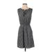 Ann Taylor LOFT Casual Dress - Mini Tie Neck Sleeveless: Gray Dresses - Women's Size X-Small