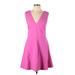 FELICITY & COCO Cocktail Dress - Mini V Neck Sleeveless: Pink Print Dresses - Women's Size Large