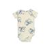 Carter's Short Sleeve Onesie: Ivory Color Block Bottoms - Size 3 Month