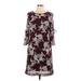 Studio One Casual Dress - Shift: Burgundy Floral Dresses - Women's Size 8