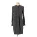Uniqlo Casual Dress - Shirtdress High Neck 3/4 sleeves: Gray Dresses - Women's Size Small