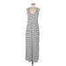 Merona Casual Dress - A-Line Scoop Neck Sleeveless: Gray Stripes Dresses - Women's Size Medium