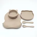 Ensemble d'alimentation en silicone pour bébé bol compartimenté ventouse queplate repas