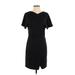 Shades of Grey by Micah Cohen Casual Dress - Sheath V Neck Short sleeves: Black Solid Dresses - Women's Size X-Small