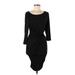 Ava & Aiden Casual Dress - Midi: Black Solid Dresses - Women's Size Medium