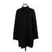 WAYF Casual Dress - Mini Collared Long sleeves: Black Solid Dresses - Women's Size X-Small