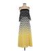 CAARA Casual Dress - Midi Square Sleeveless: Yellow Dresses - New - Women's Size Small