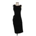 Express Casual Dress - Midi Crew Neck Sleeveless: Black Solid Dresses - Women's Size Small