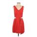 Rag & Bone Casual Dress - Mini V-Neck Sleeveless: Red Print Dresses - Women's Size 4